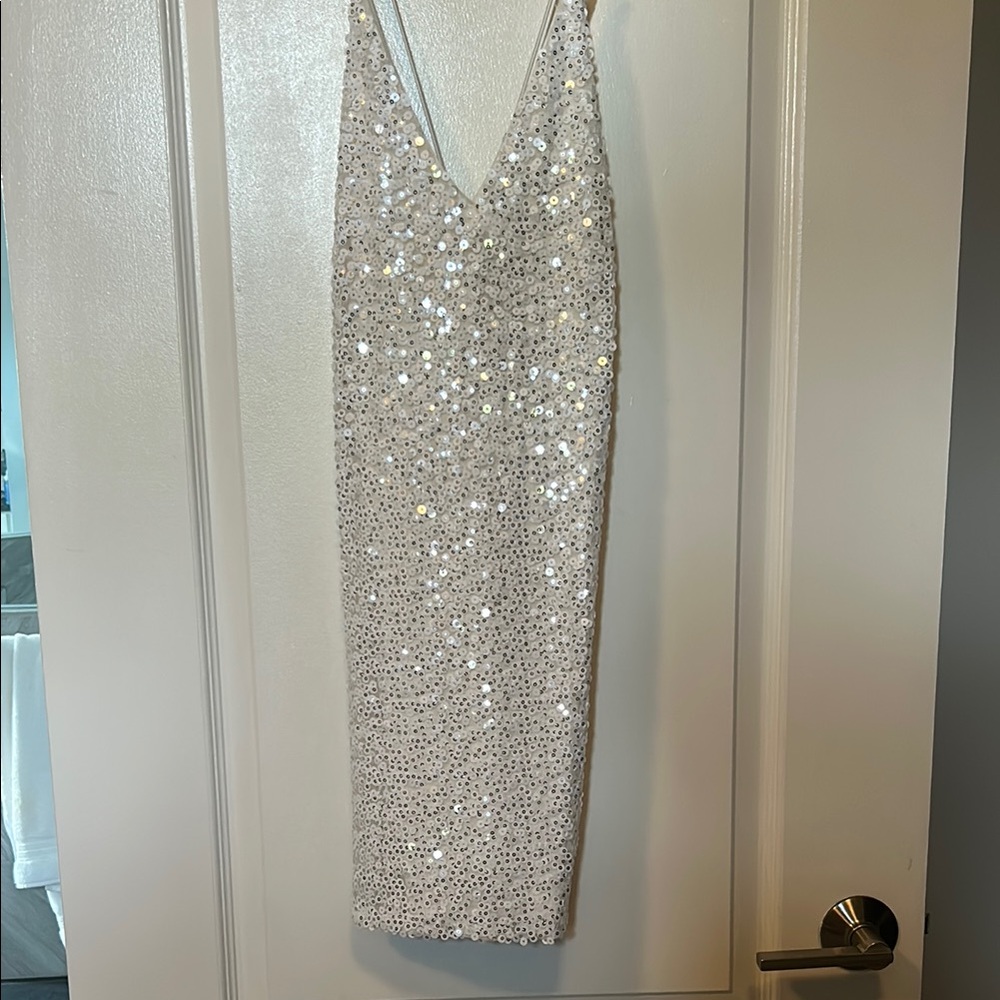 Lulus Force of Fashion White Backless Sequin Mini Dress